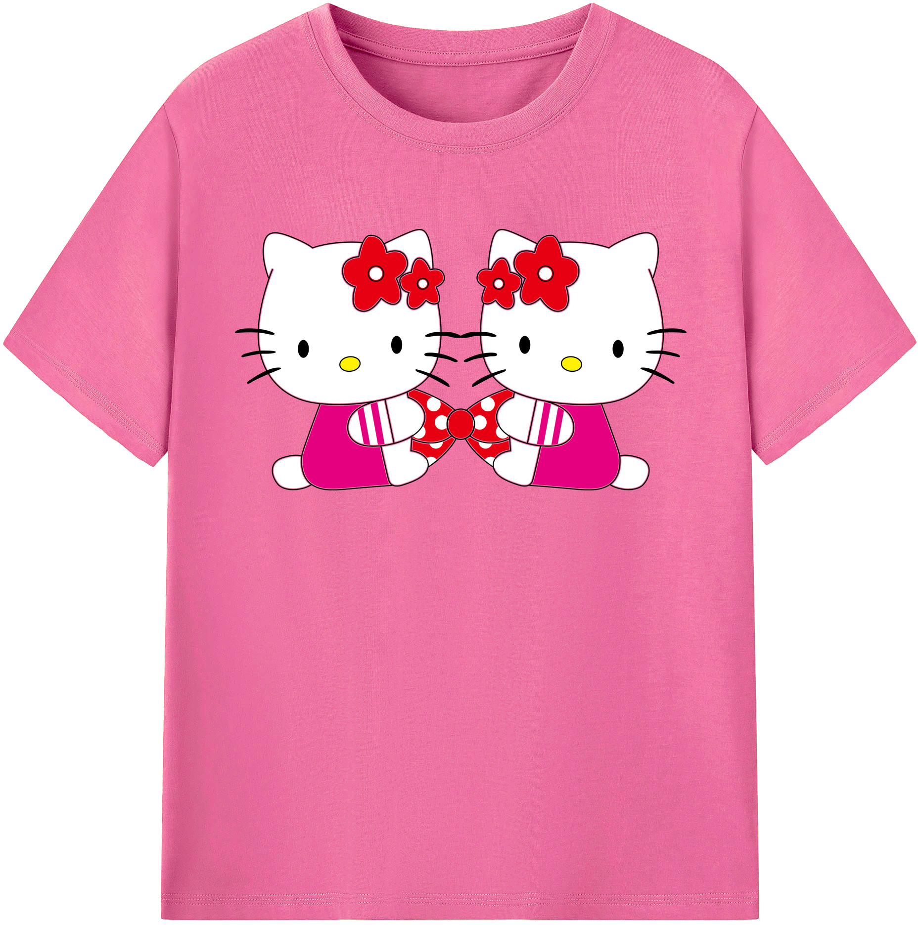 （画像用） Hello Kitty ハローキティ レディースカジュアルプリントTシャツ（綿100％）
